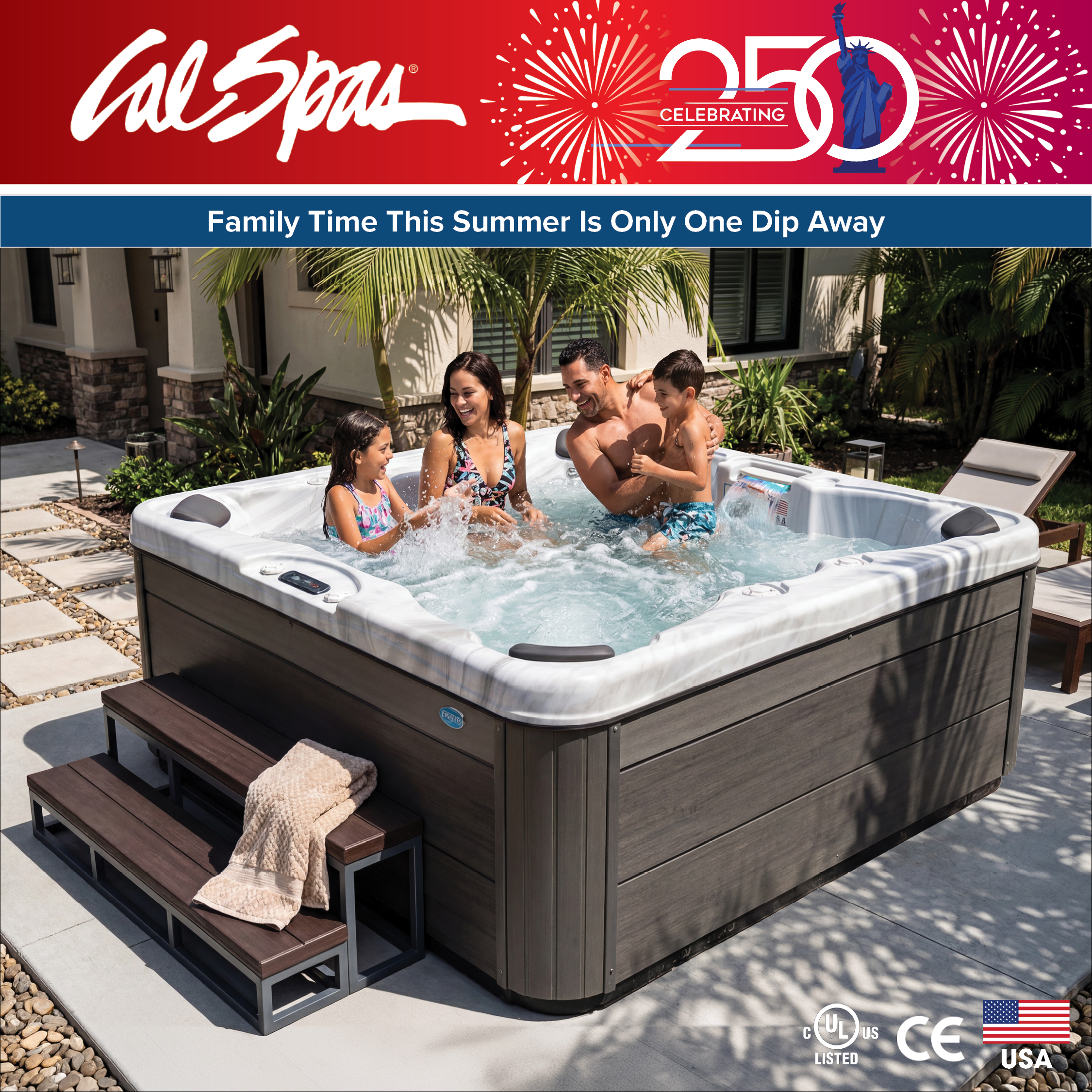 Calspas hot tub being used in a family setting - Córdoba